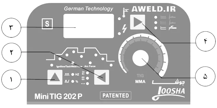 معرفی پانل دستگاه جوش تیگ ۲۰۰ آمپر جوشا (گام الکتریک)